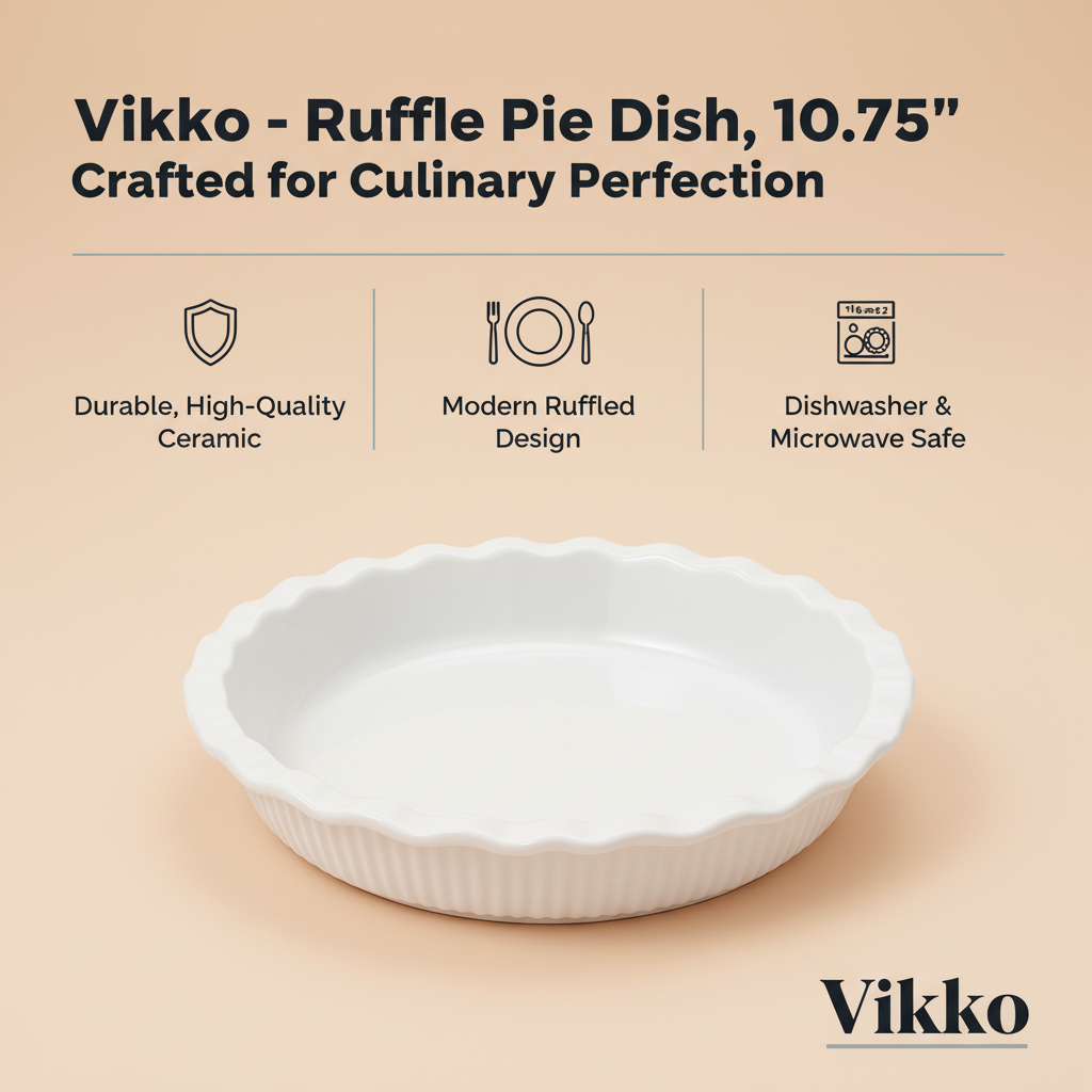 Kadra Kitchenware - Vikko - Ruffle Pie Dish, 9” Baking Surface