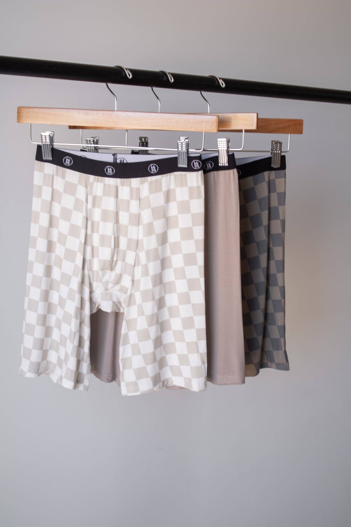 Forever French Baby - Men's Bamboo Boxers (3 Pack) | Checkerboard & Faded Brown Checkerboard: 2X-Large