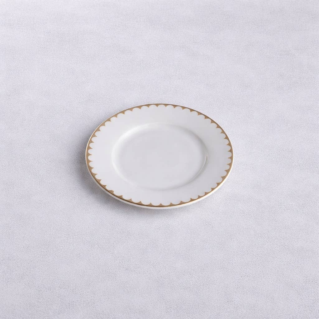 Kadra Kitchenware - Vikko Daisy Classic, Bread Plate, White with Gold Rim, 7.5"