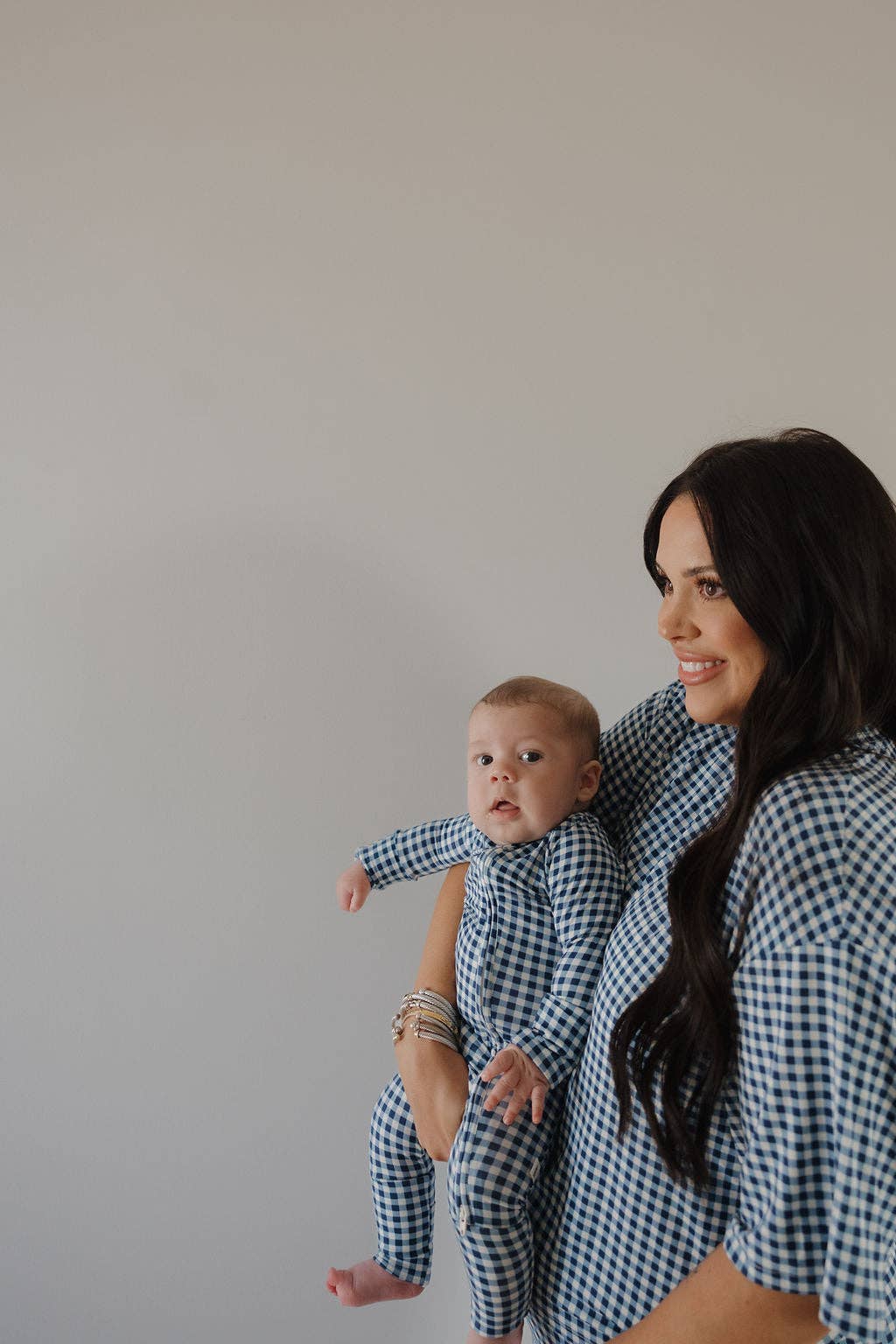 Forever French Baby - Women's Boxy Tee Lounge Set | Blue Gingham: 2X-Large