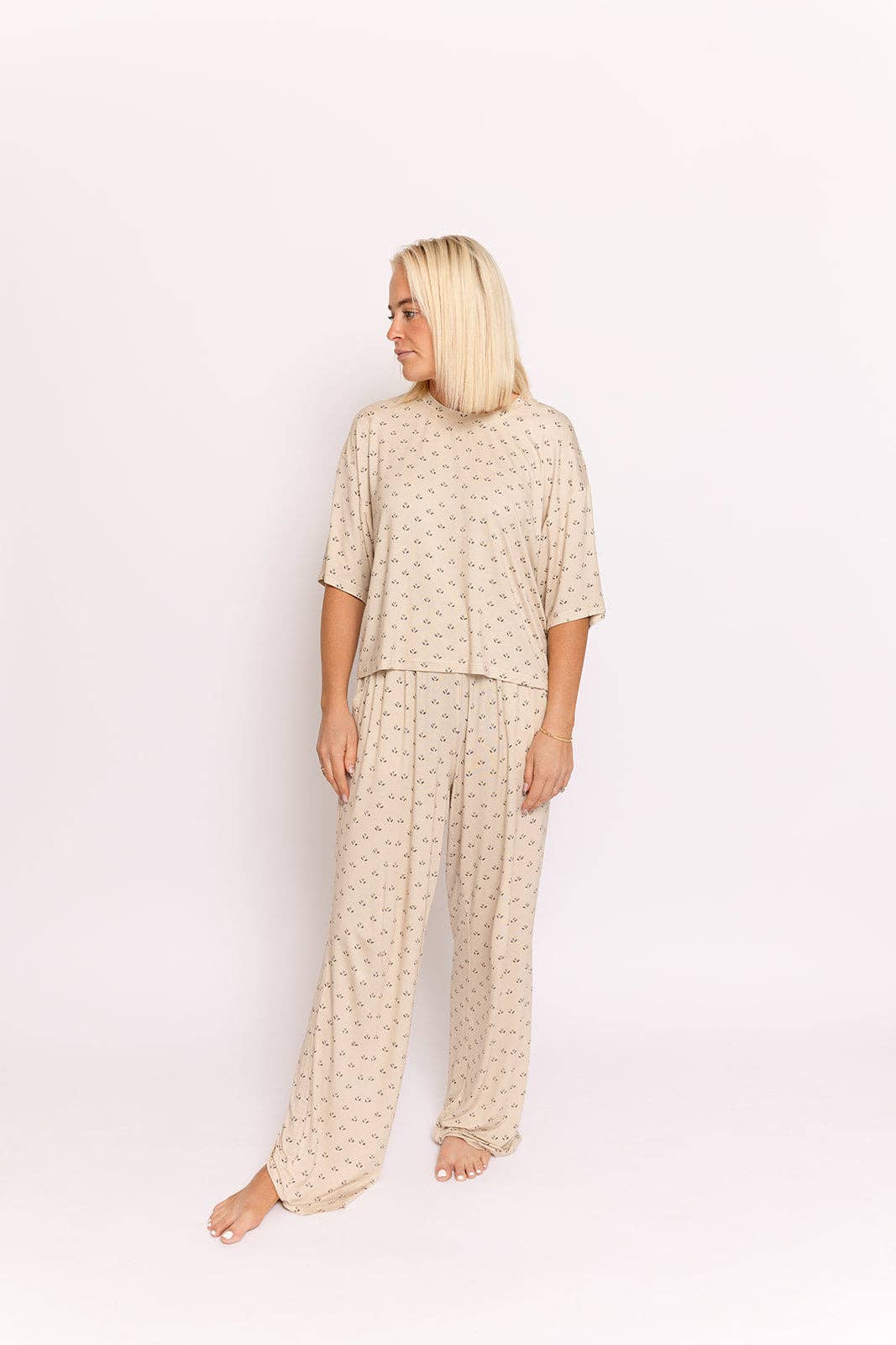 Forever French Baby - Women's Boxy Tee Lounge Set | Flora: X-Large