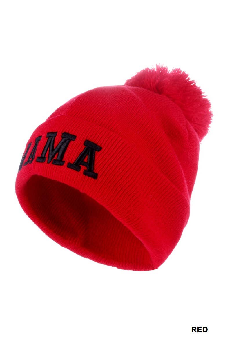 Mama Chenille Patch Pom Beanie