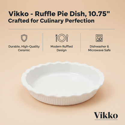 Kadra Kitchenware - Vikko - Ruffle Pie Dish, 9” Baking Surface