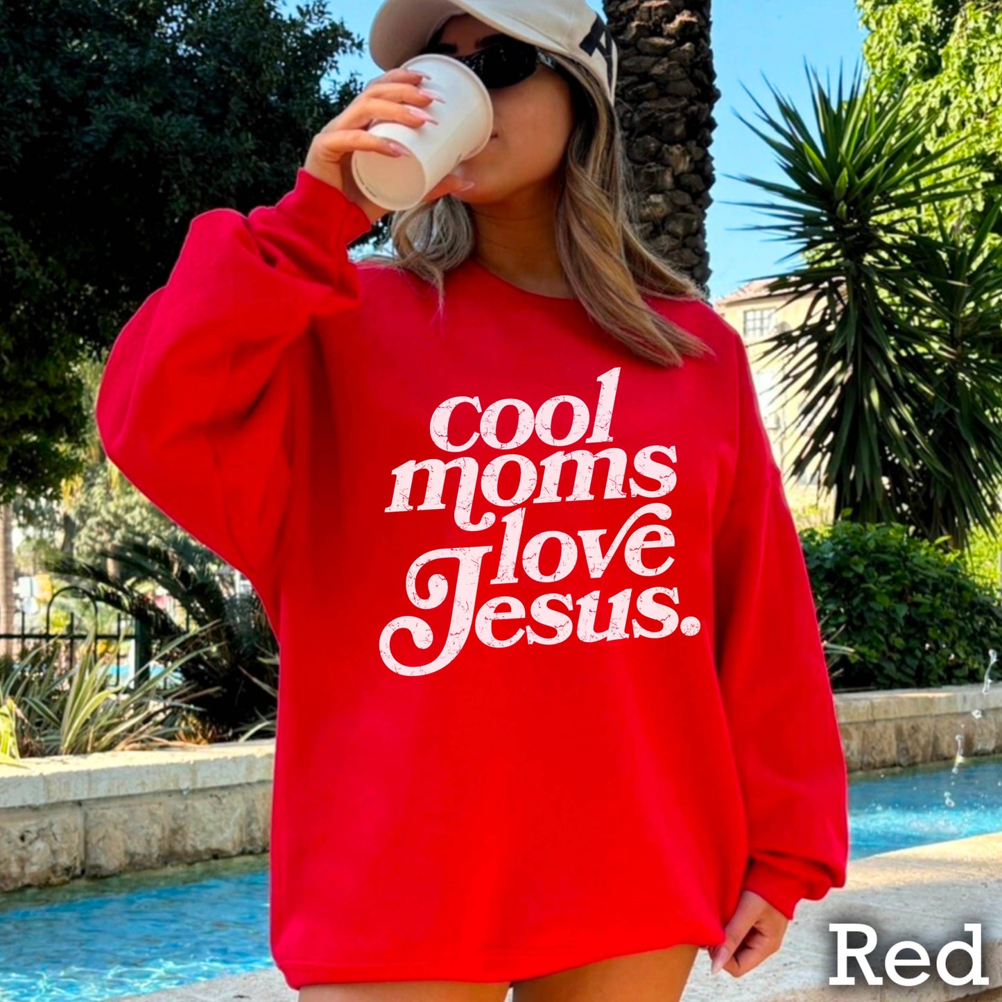 Cool Moms Love Jesus Christian Graphic Sweatshirt : Graphite Heather / L