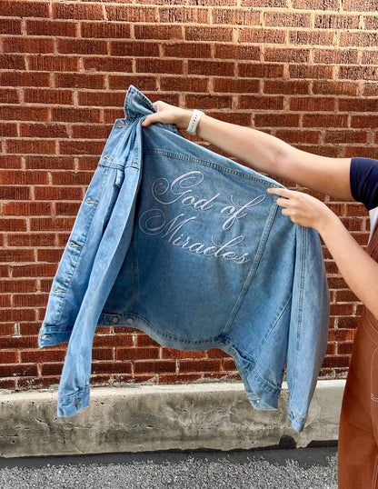 Elevated Faith - God of Miracles Denim Jacket: 2XL