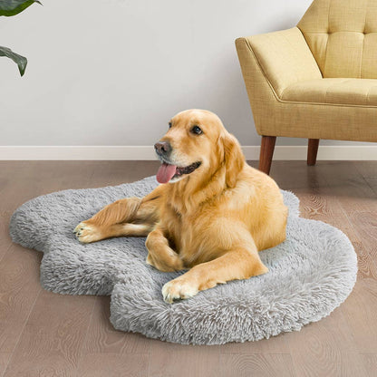 Olliix - Faux Fur Orthopedic Dog Bed Rug with Cover, Grey: Medium