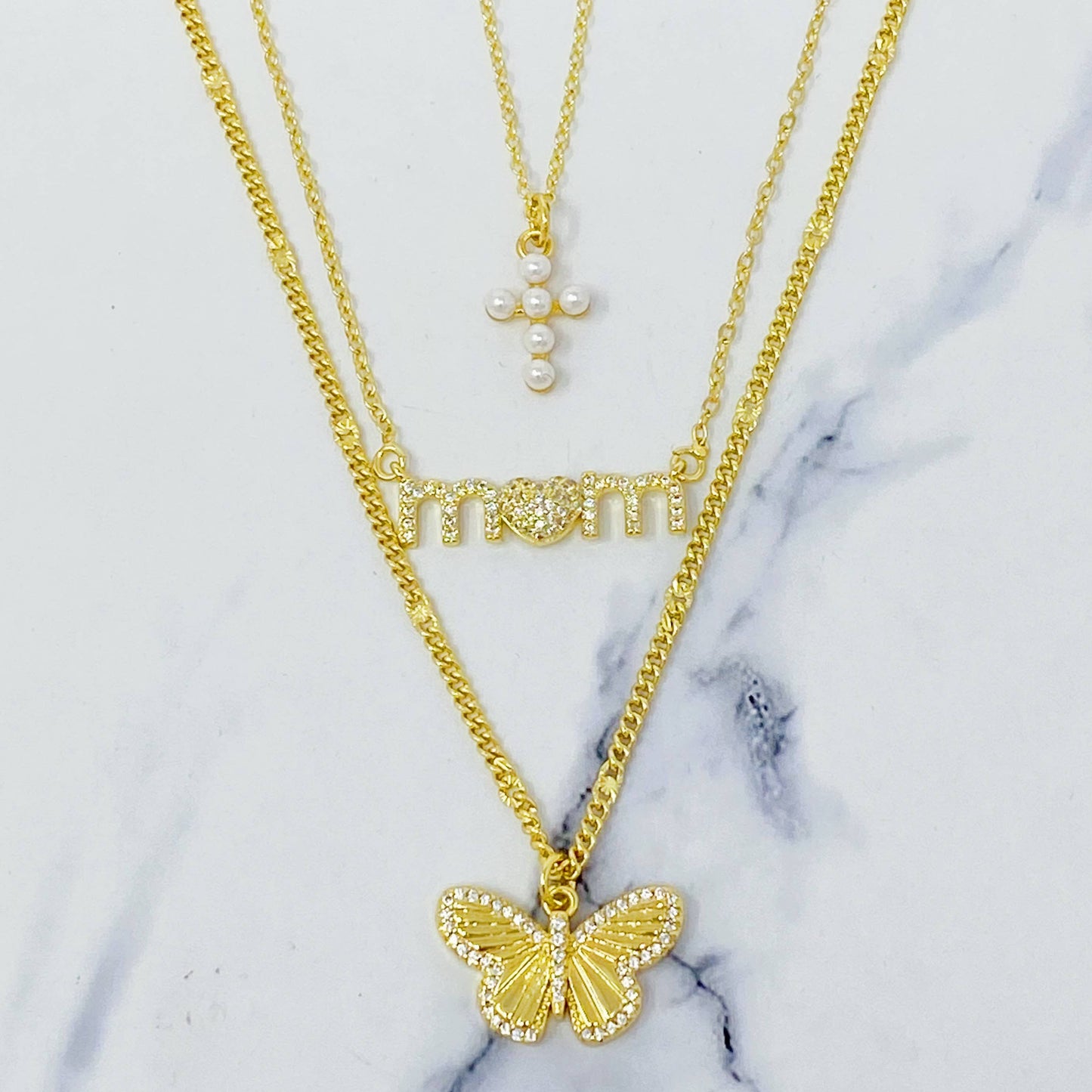 Ellison+Young - Shell Pearl Cross Necklace