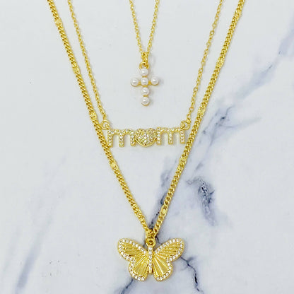 Ellison+Young - Shell Pearl Cross Necklace