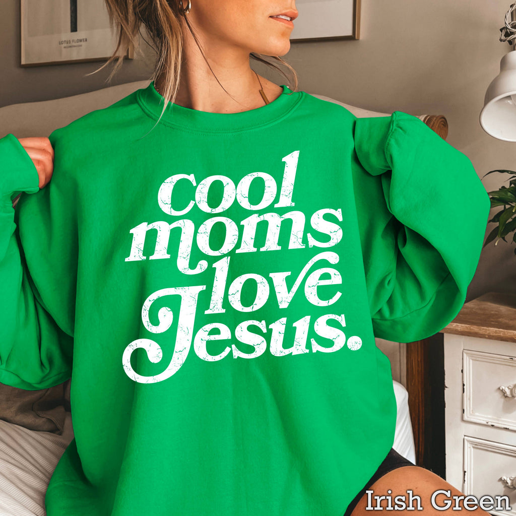 Cool Moms Love Jesus Christian Graphic Sweatshirt : Graphite Heather / M