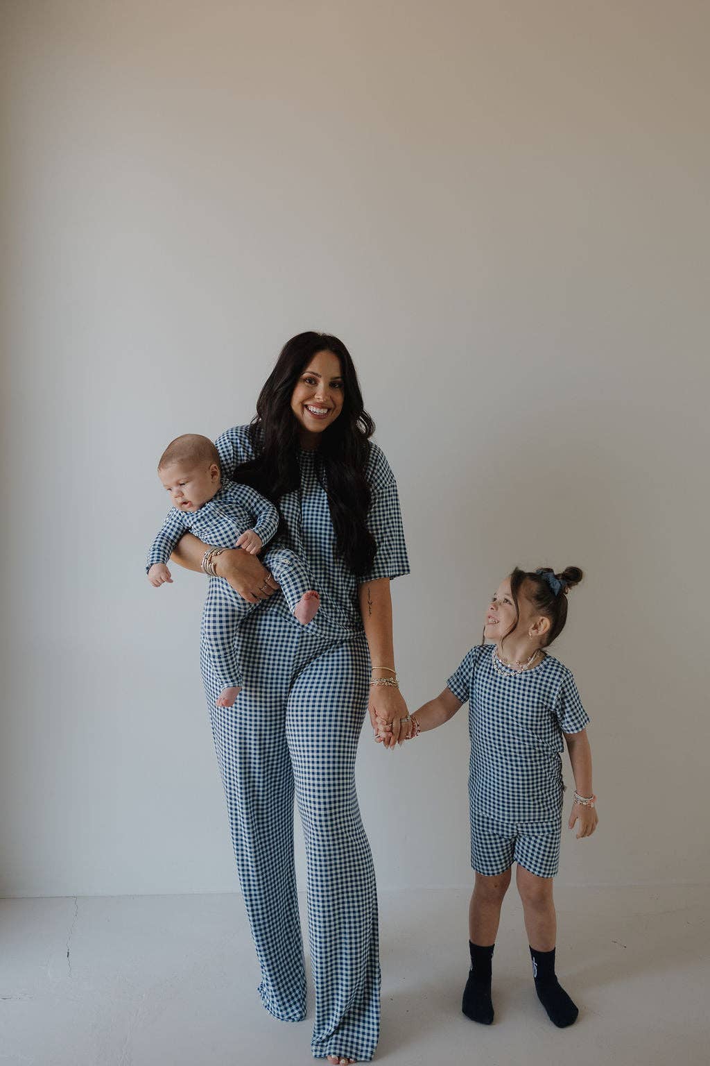 Forever French Baby - Women's Boxy Tee Lounge Set | Blue Gingham: 2X-Large