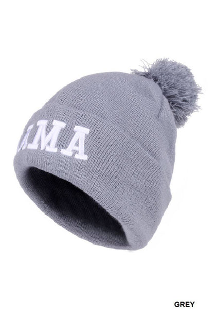 Mama Chenille Patch Pom Beanie