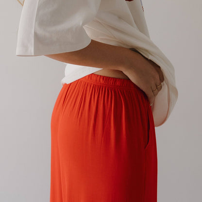 Forever French Baby - Women's Bamboo Wide Leg Pants | Cherry Red: X-Large
