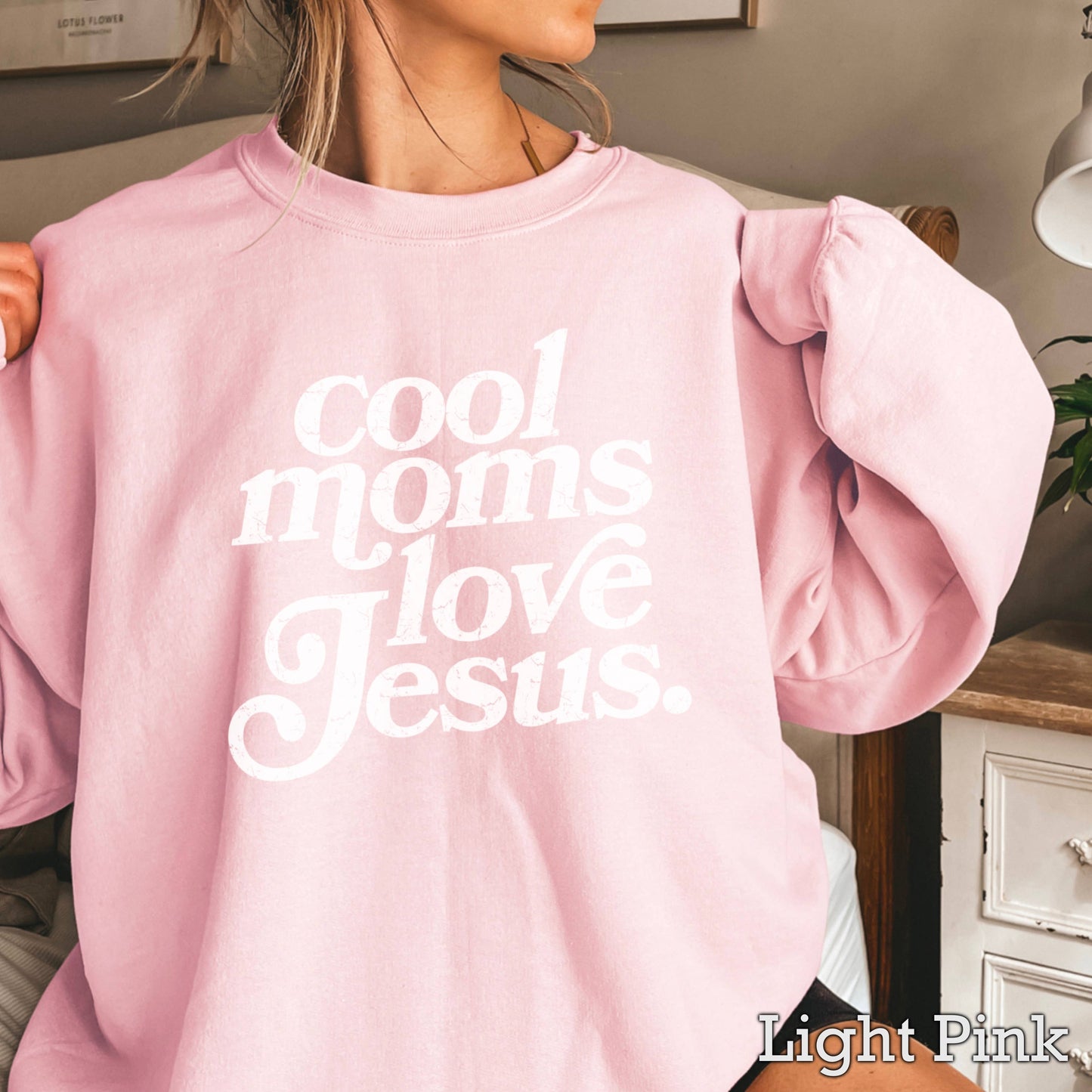 Cool Moms Love Jesus Christian Graphic Sweatshirt : Graphite Heather / 2XL