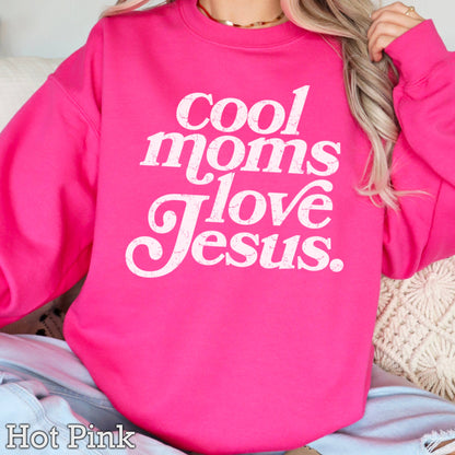 Cool Moms Love Jesus Christian Graphic Sweatshirt : Graphite Heather / 2XL