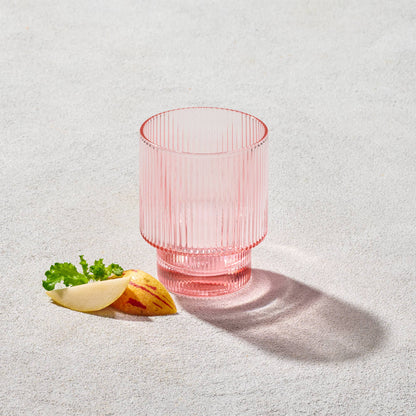 Kadra Kitchenware - Vikko - Malibu, Ribbed Glass, Blush, MULTIPLE SHAPES: 10 OZ Coupe Champagne
