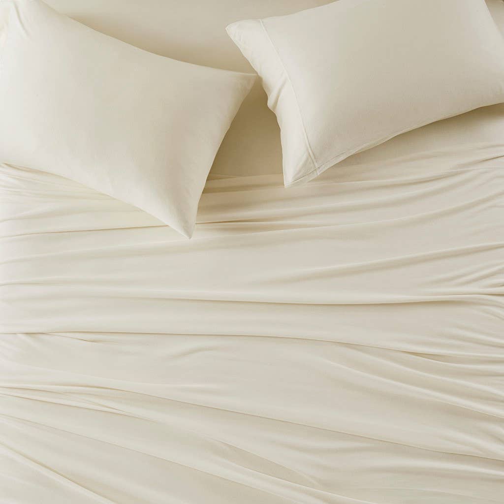 Olliix - All Season Jersey Knit Cotton Blend Sheet Set: Grey / King