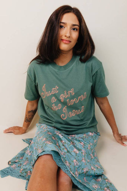 Crowned Free - Just A Girl Who Loves Jesus Tee   : 2XL