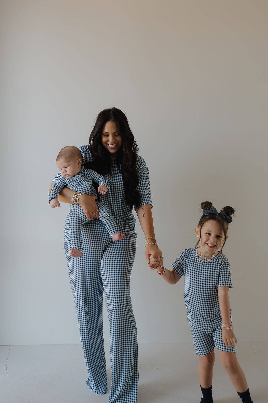 Forever French Baby - Women's Boxy Tee Lounge Set | Blue Gingham: 2X-Large
