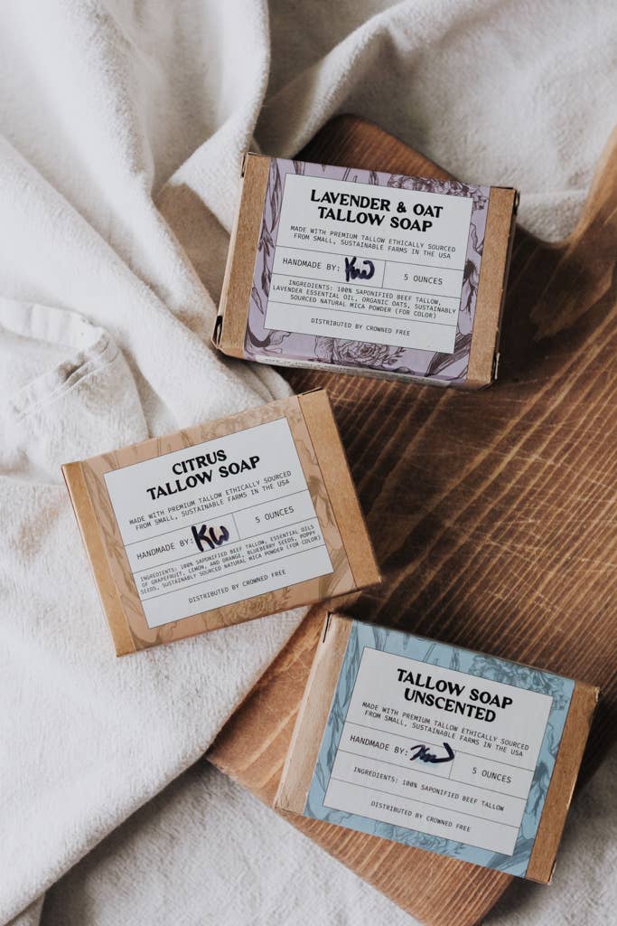 Crowned Free - Tallow Soap - Unscented - Made by Survivors