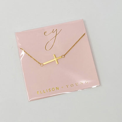 Ellison+Young - Kayla Cross Necklace: Gold