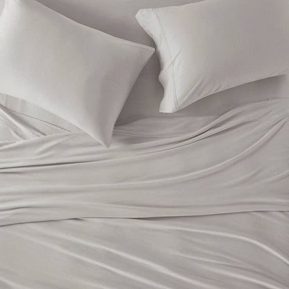 Olliix - All Season Jersey Knit Cotton Blend Sheet Set: Grey / King