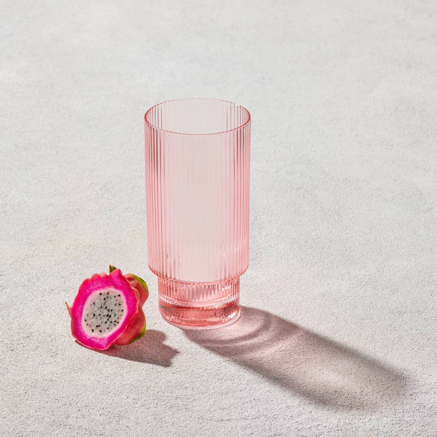 Kadra Kitchenware - Vikko - Malibu, Ribbed Glass, Blush, MULTIPLE SHAPES: 10 OZ Coupe Champagne