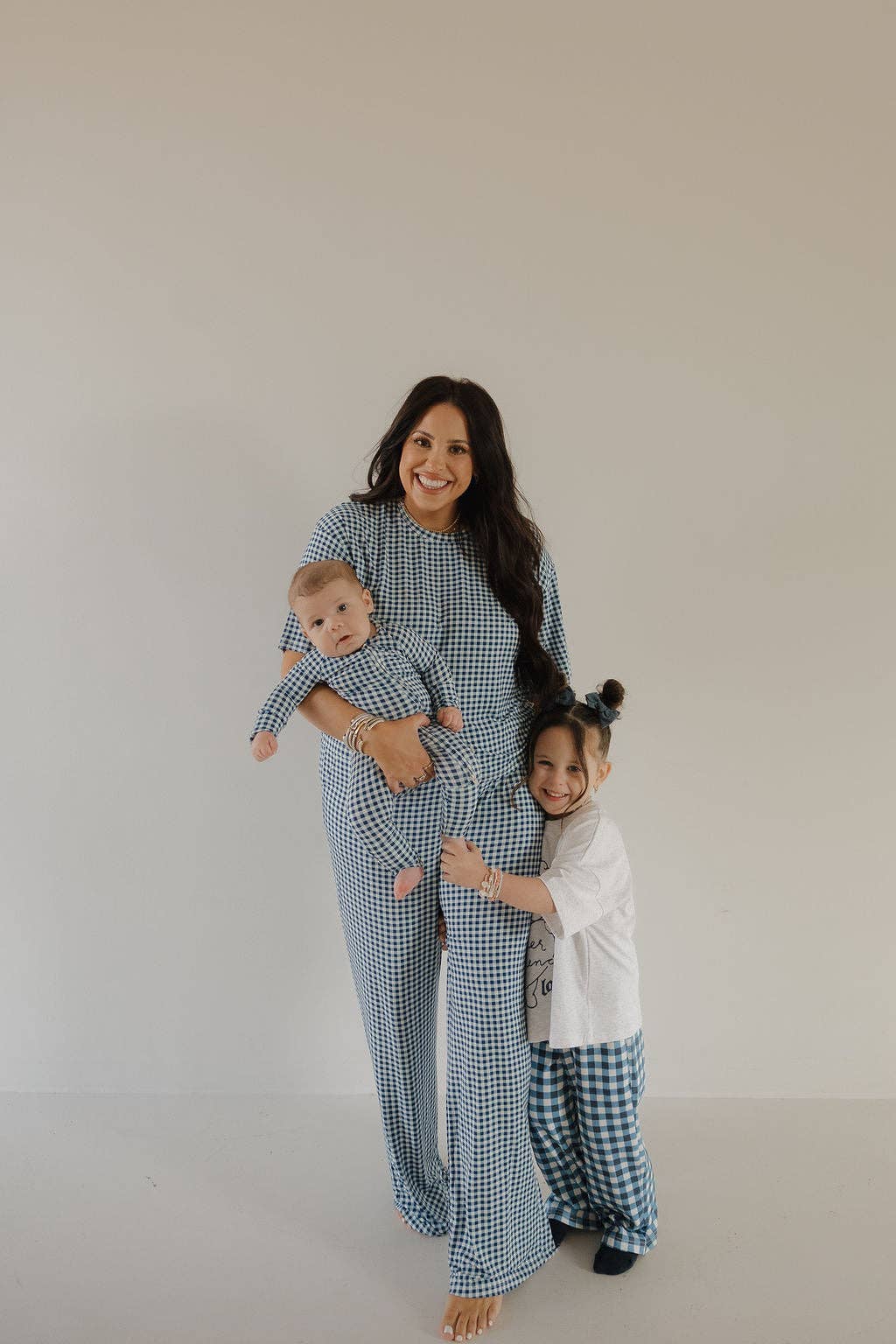 Forever French Baby - Women's Boxy Tee Lounge Set | Blue Gingham: 2X-Large