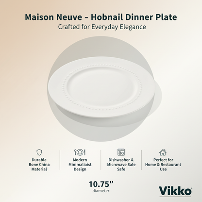 Kadra Kitchenware - Maison Neuve - Hobnail, Bone China Dinner Plate, 10.75"