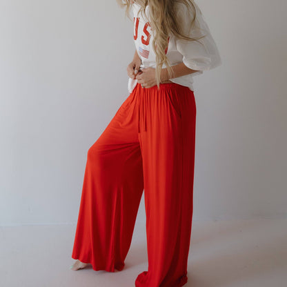 Forever French Baby - Women's Bamboo Wide Leg Pants | Cherry Red: X-Large