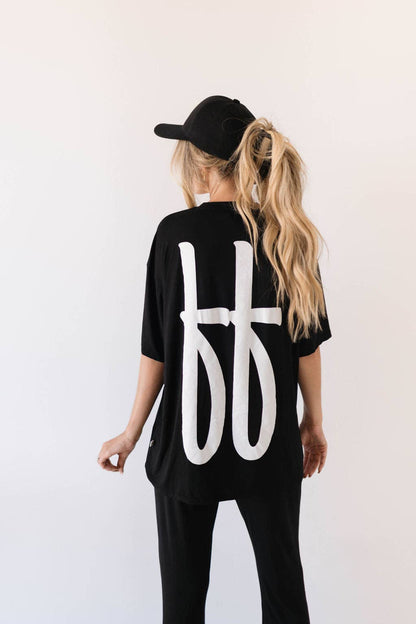 Forever French Baby - Short Sleeve Women's Bamboo Lounge Set | Black ff Signature: 2X-Large