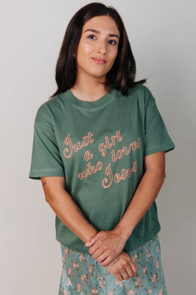Crowned Free - Just A Girl Who Loves Jesus Tee   : 2XL