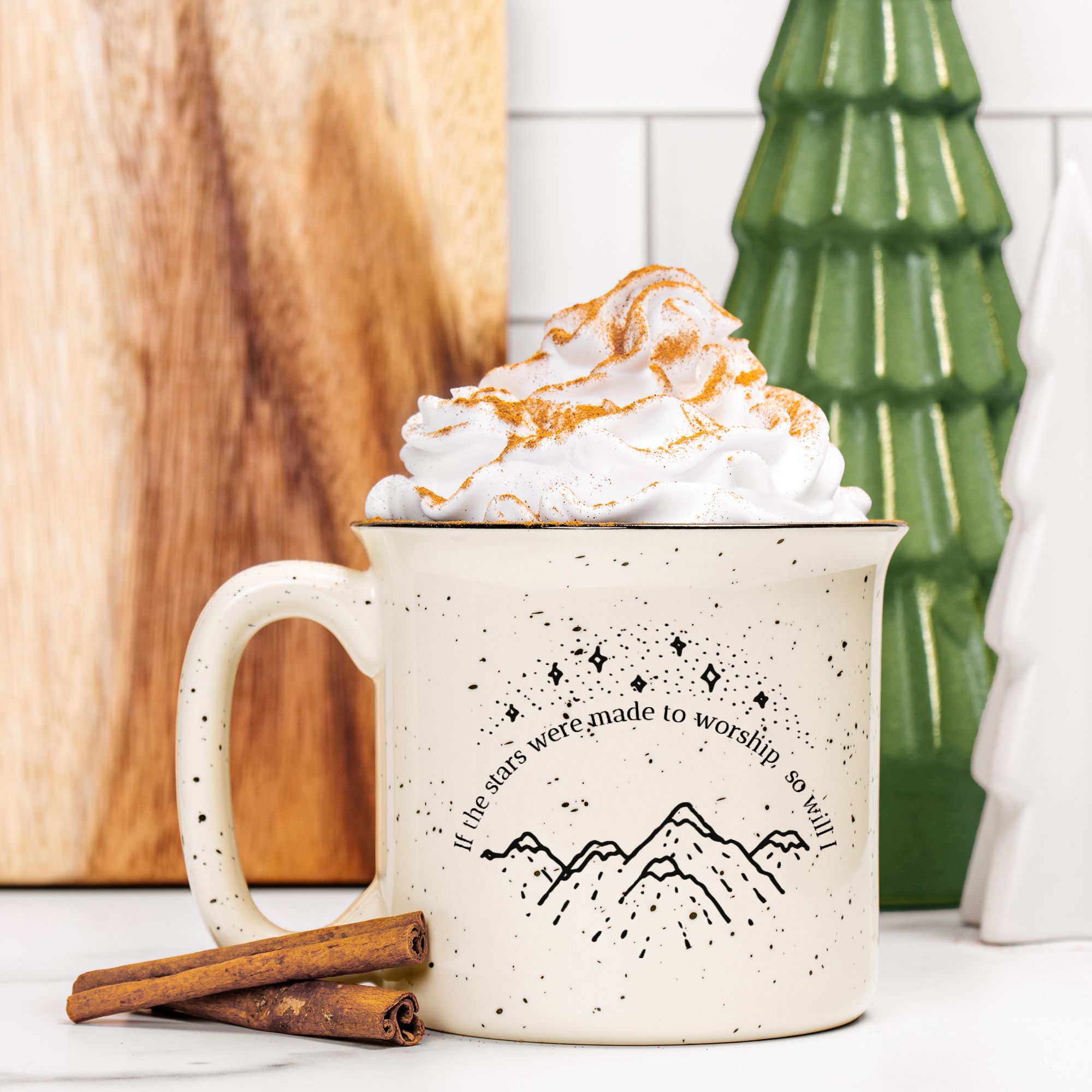 Worship Ceramic Camp Mug Speckled Cream 13oz