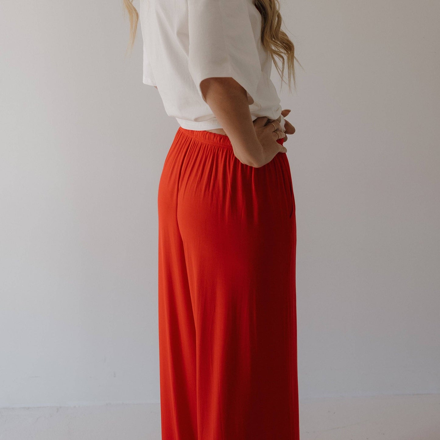 Forever French Baby - Women's Bamboo Wide Leg Pants | Cherry Red: X-Large