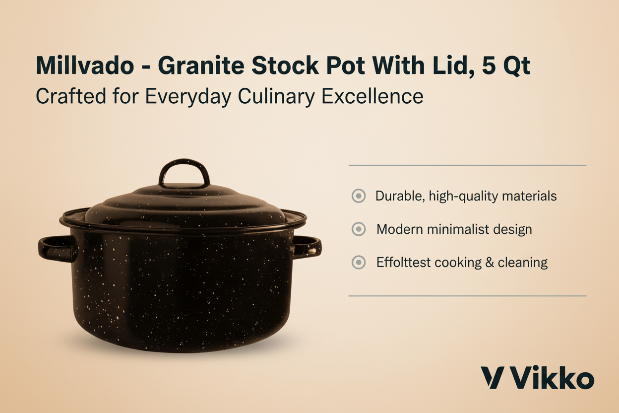 Kadra Kitchenware - Millvado - Granite, Stock Pot w/ Lid, 5 qt