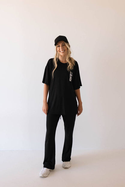 Forever French Baby - Short Sleeve Women's Bamboo Lounge Set | Black ff Signature: 2X-Large