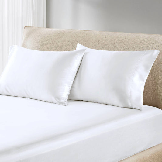 Olliix - Silky Satin Pillowcases for Hair and Skin, Set of 2, White: Standard