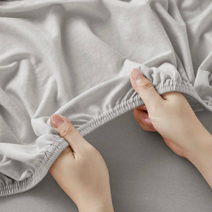 Olliix - All Season Jersey Knit Cotton Blend Sheet Set: Grey / King