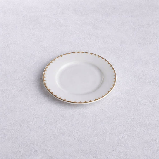 Kadra Kitchenware - Vikko Daisy Classic, Bread Plate, White with Gold Rim, 7.5"