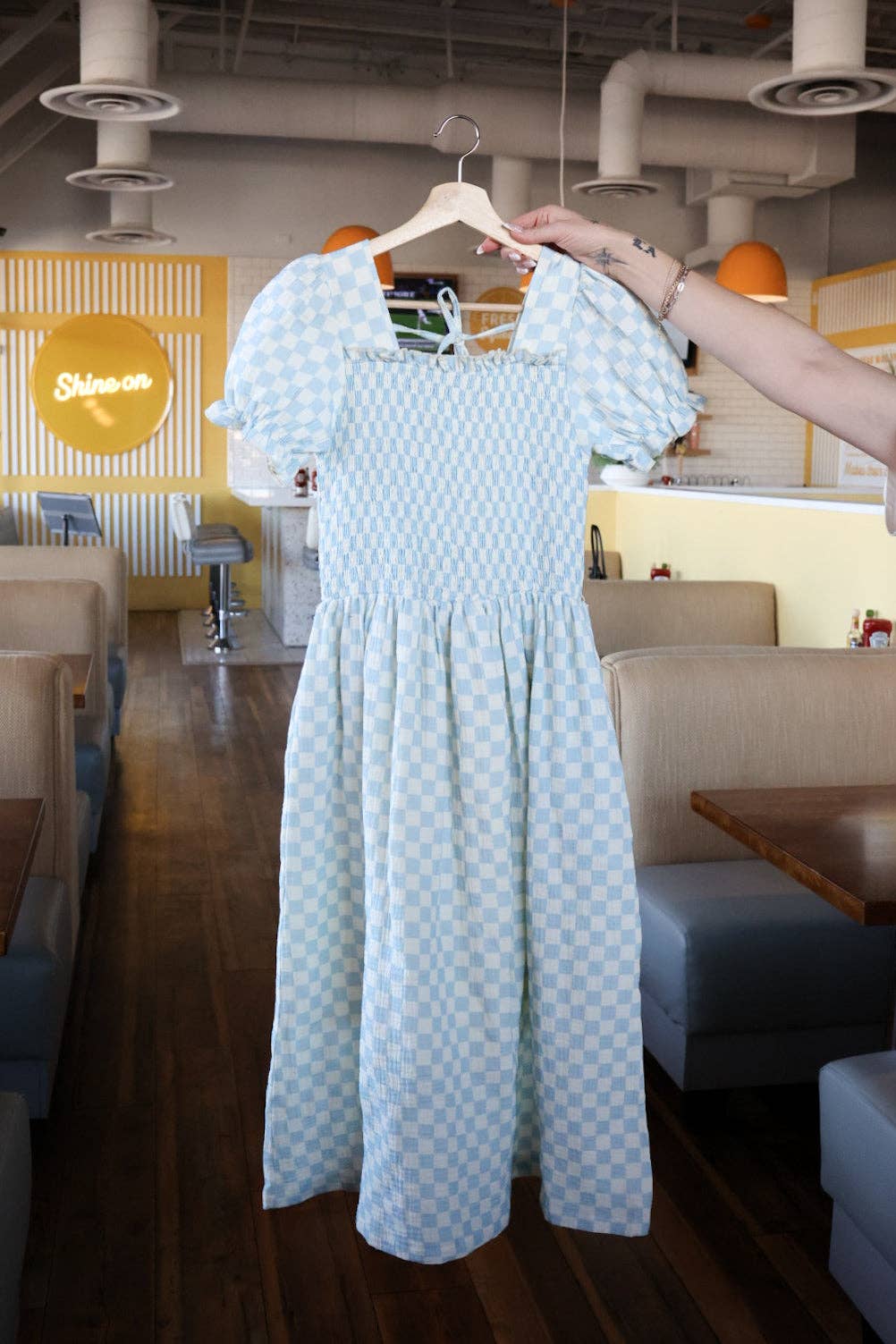 Forever French Baby - Women's Short Sleeve Muslin Dress | Morning Check: X-Large
