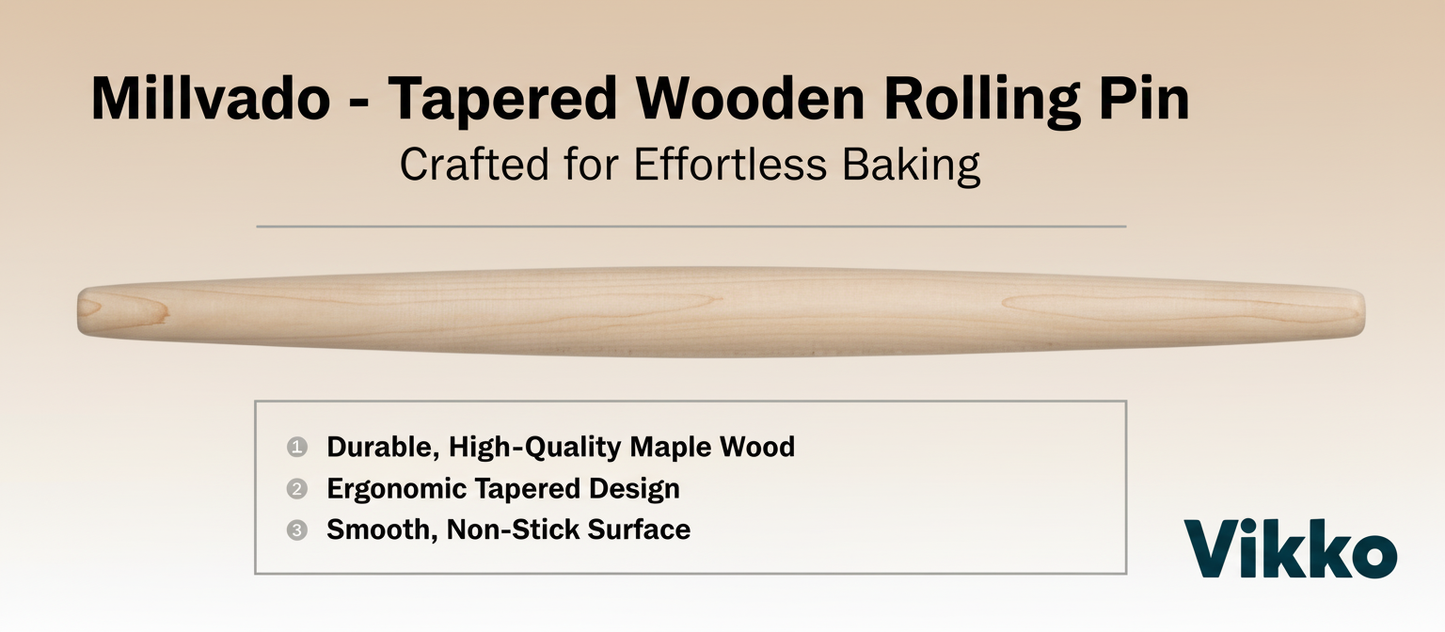 Kadra Kitchenware - Millvado - Tapered Wooden Rolling Pin