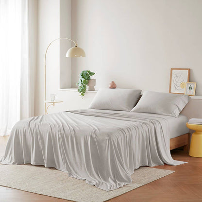 Olliix - All Season Jersey Knit Cotton Blend Sheet Set: Grey / King
