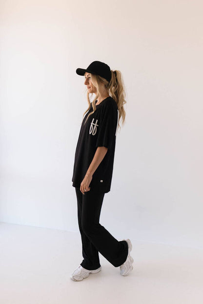 Forever French Baby - Short Sleeve Women's Bamboo Lounge Set | Black ff Signature: 2X-Large