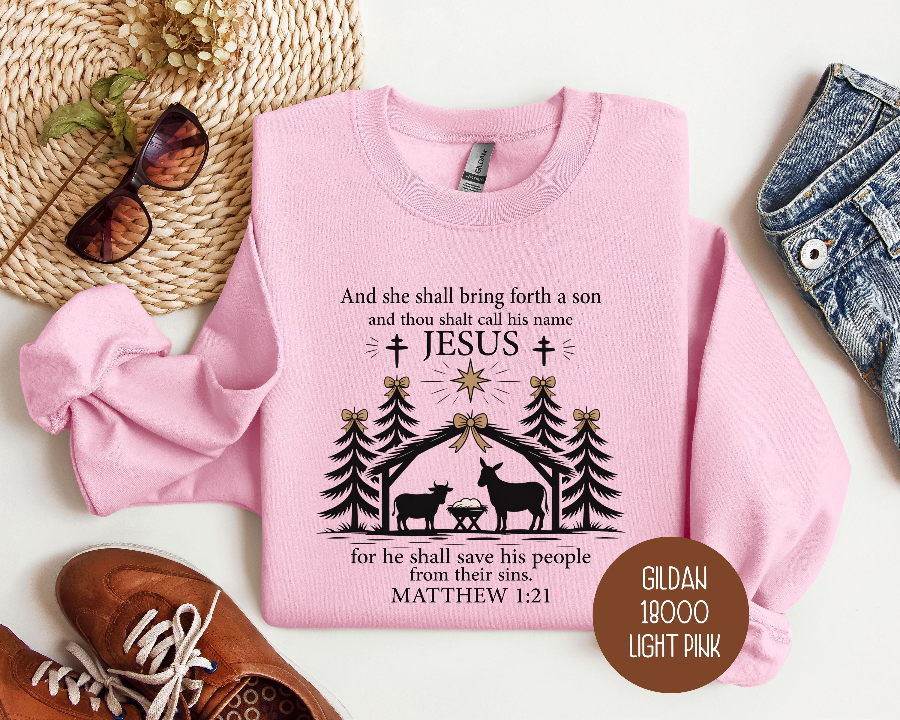True Story Christmas Nativity Matthew 1:21 Bible Verse Sweatshirt