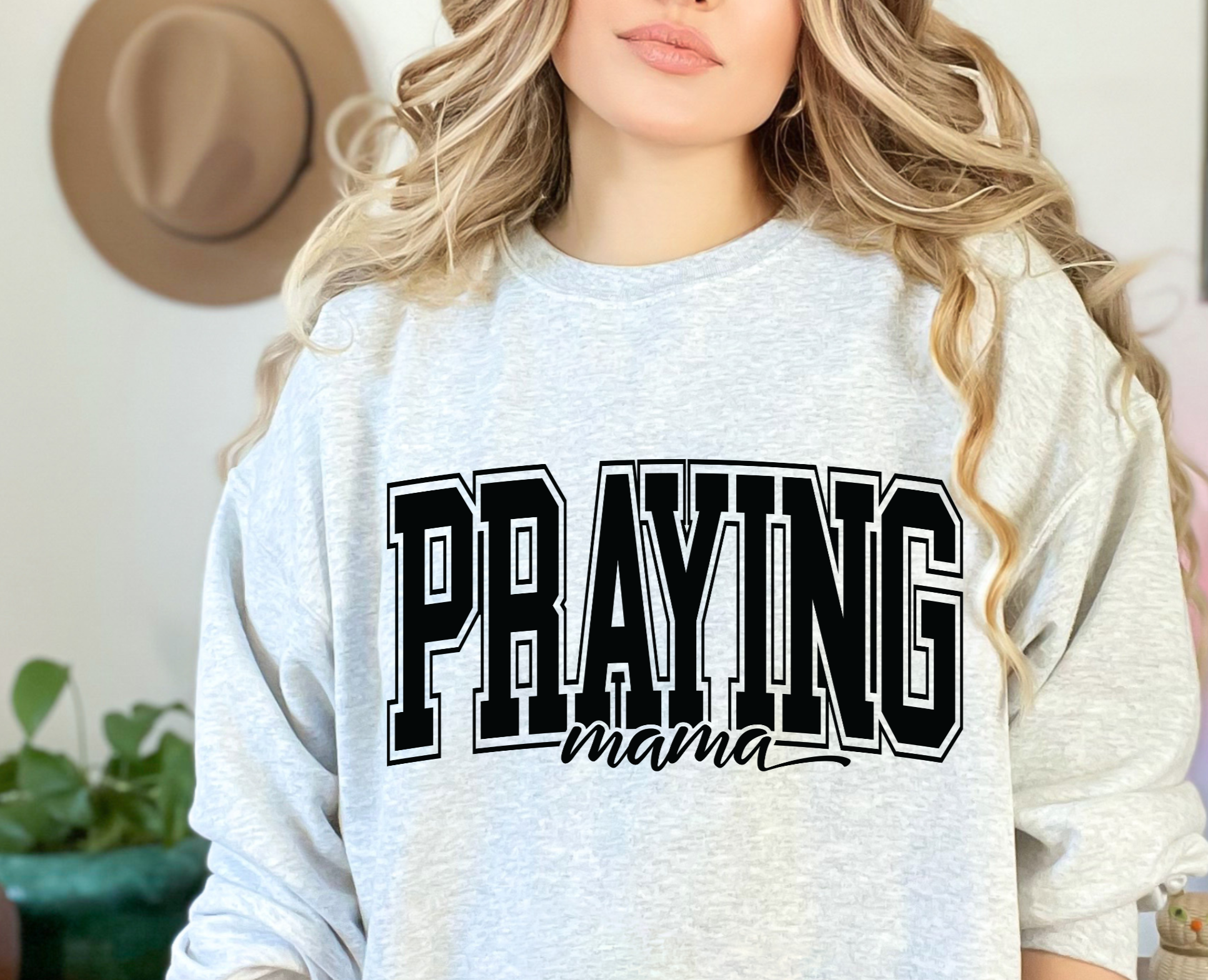 Christian Sweatshirt-Praying Mama-Varisty Style