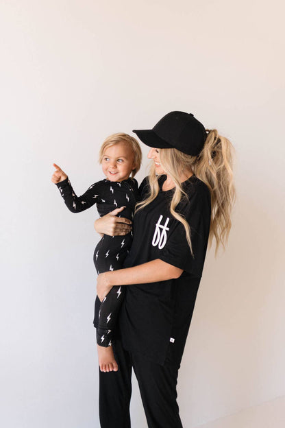 Forever French Baby - Short Sleeve Women's Bamboo Lounge Set | Black ff Signature: 2X-Large