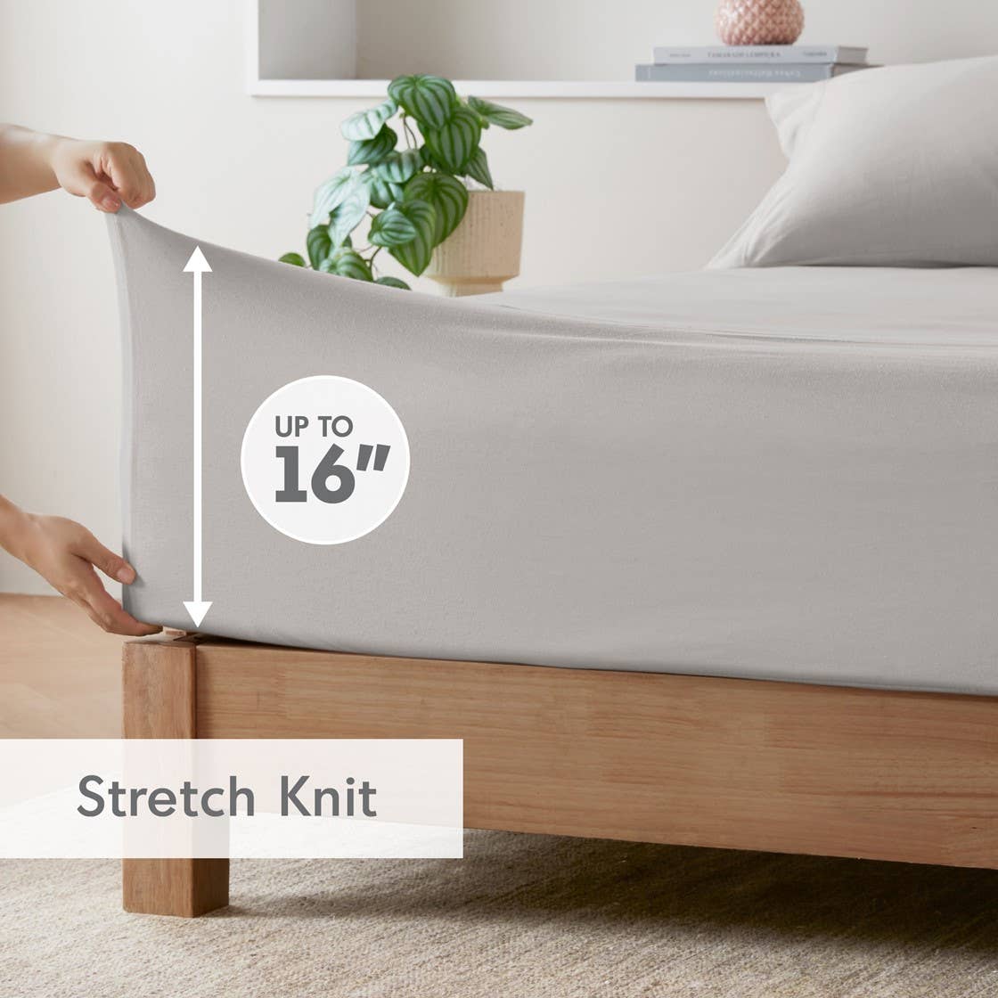 Olliix - All Season Jersey Knit Cotton Blend Sheet Set: Grey / King