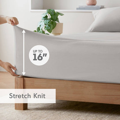 Olliix - All Season Jersey Knit Cotton Blend Sheet Set: Grey / King