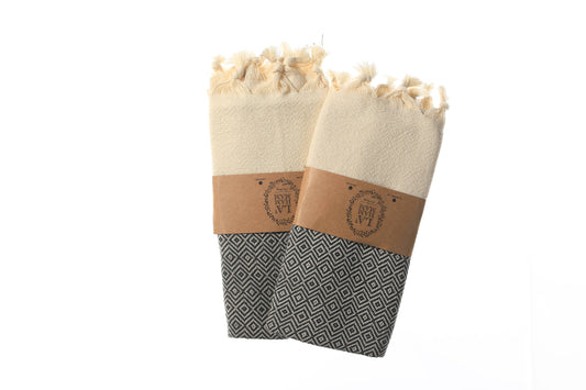 La Hammam - Diamond Turkish Cotton Kitchen / Hand Towel  40x18 in: Black