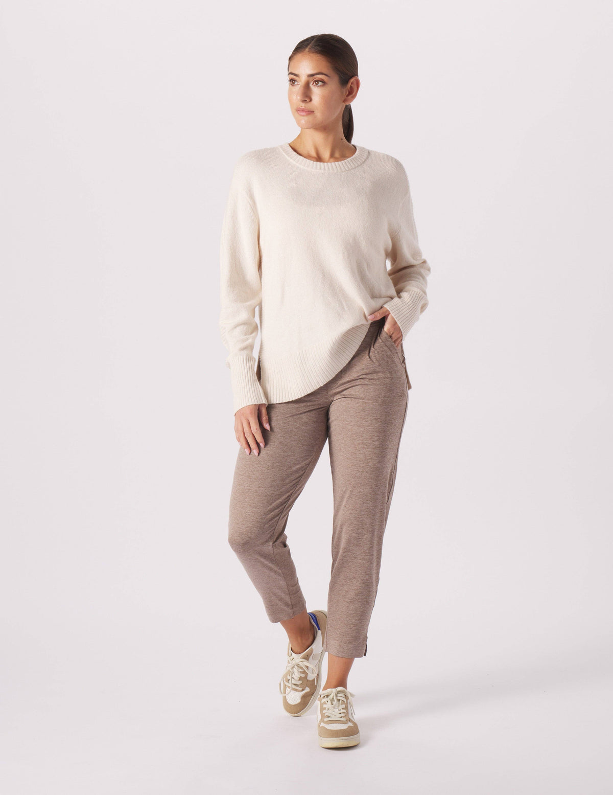 Glyder - Elevated Knit Crew: Oatmilk: Oatmilk / L