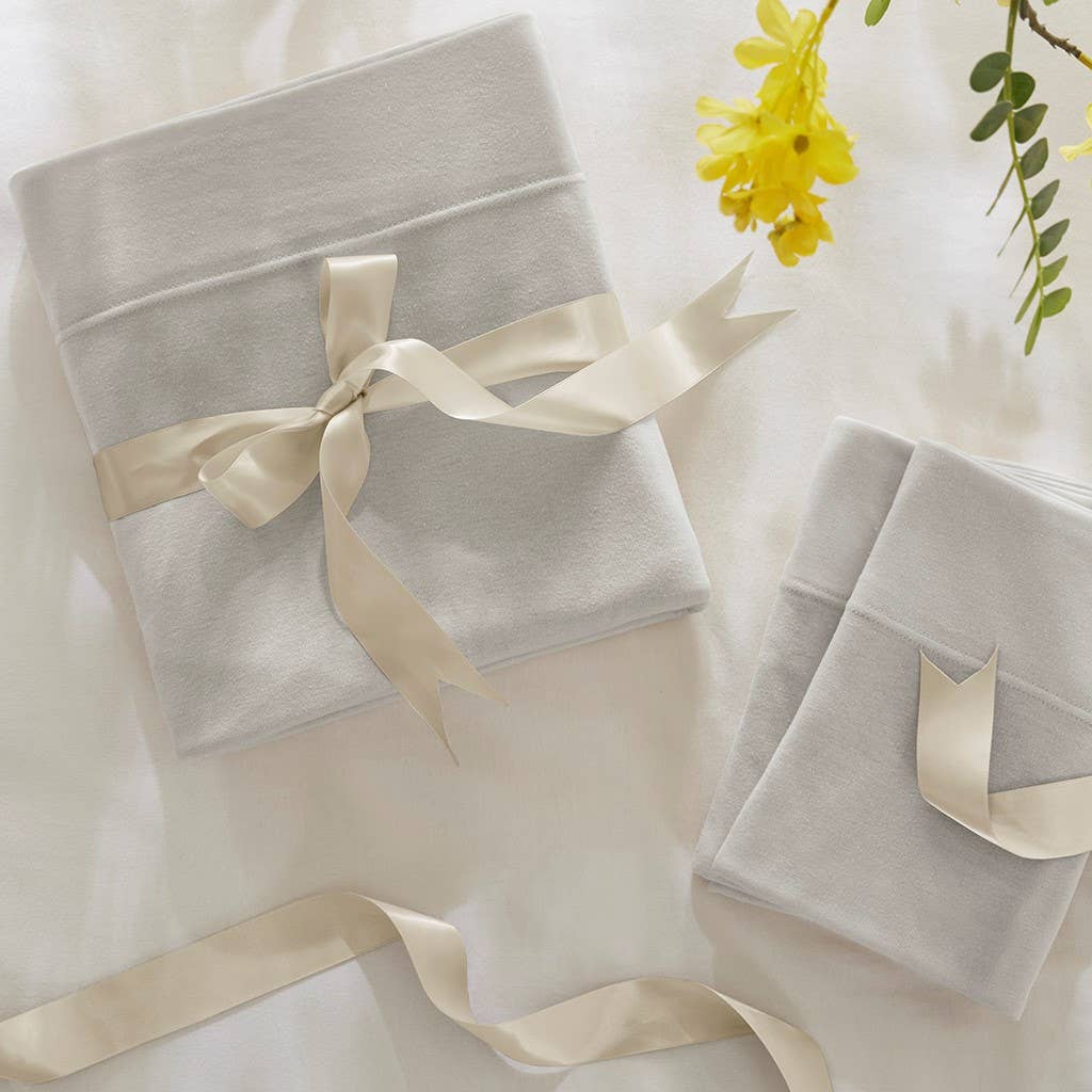 Olliix - All Season Jersey Knit Cotton Blend Sheet Set: Grey / King